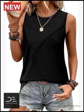 Sleeveless Crew Neck Loose Fit Tank Top Summer Essential